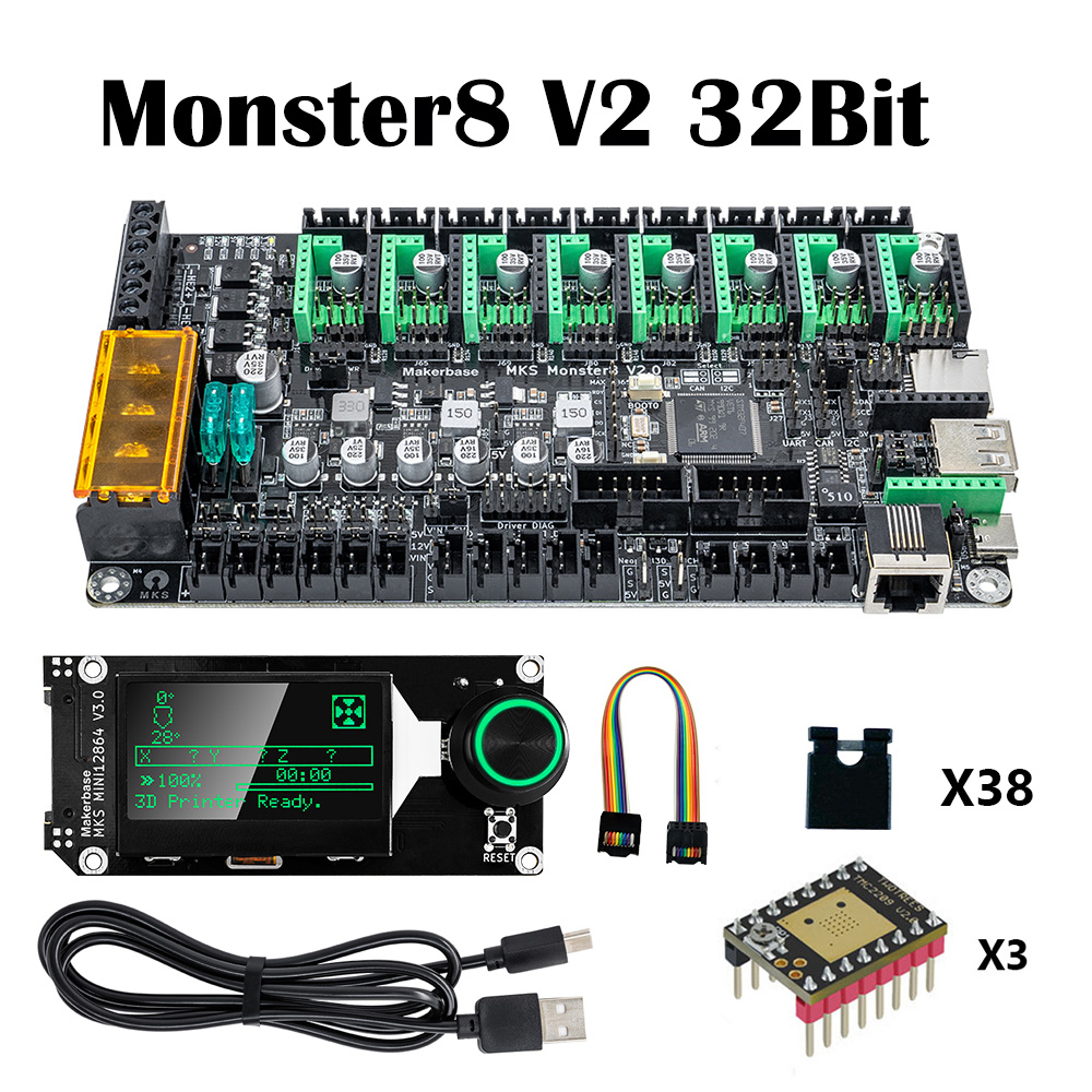 Motherboard 3D Printer - Makerbase-MKS Monster8 V2 Control Board, 32Bit,