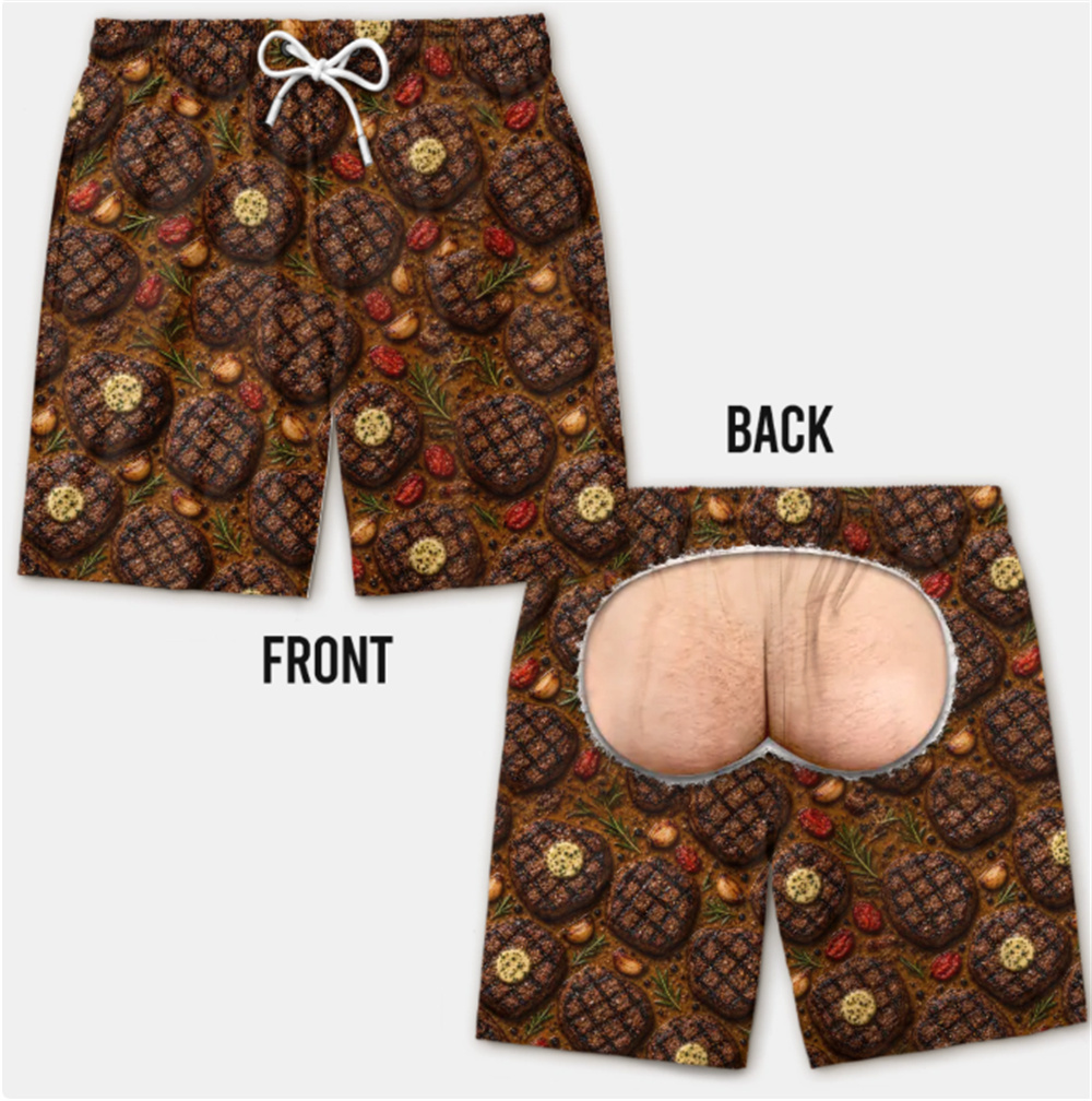 Shorts de Praia Masculinos com - 3D Printing In Food avaliação e preço